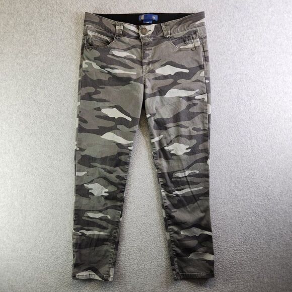 Democracy Ab Technology Pants Womens 10 Gray Camo Tapered Slimming Comfort - Picture 16 of 16